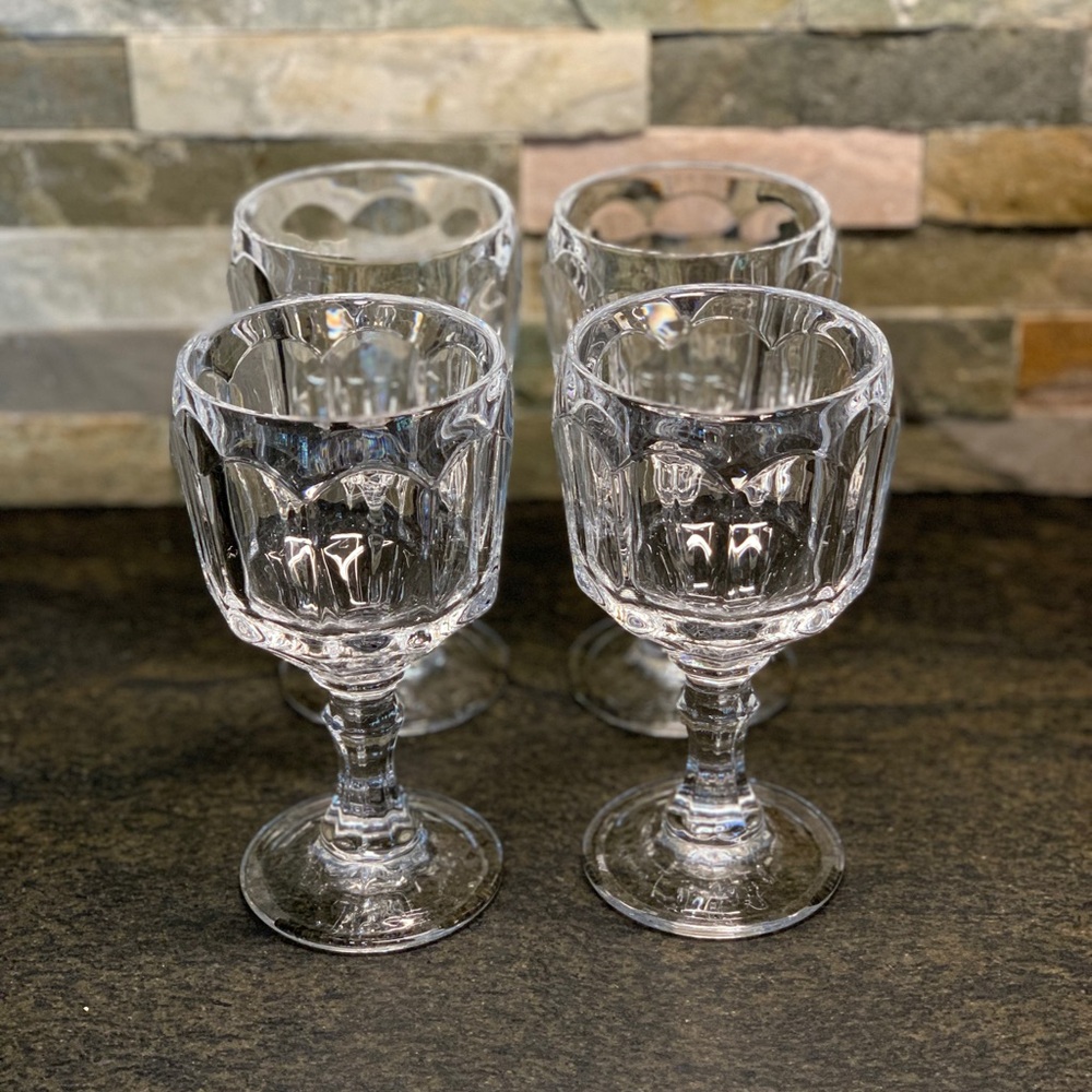 VINTAGE | Set of 4 | Heavy Panelled Glass Goblets
